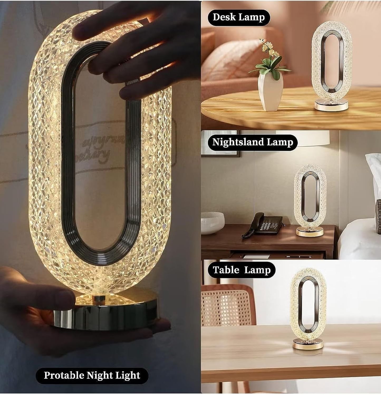 Remote Control Crystal Bedside Lamp with Touch